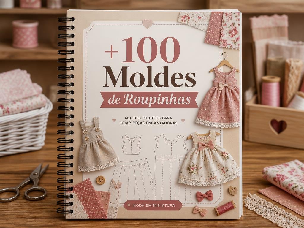 Mockup do bônus 2: +100 Moldes de Roupinhas